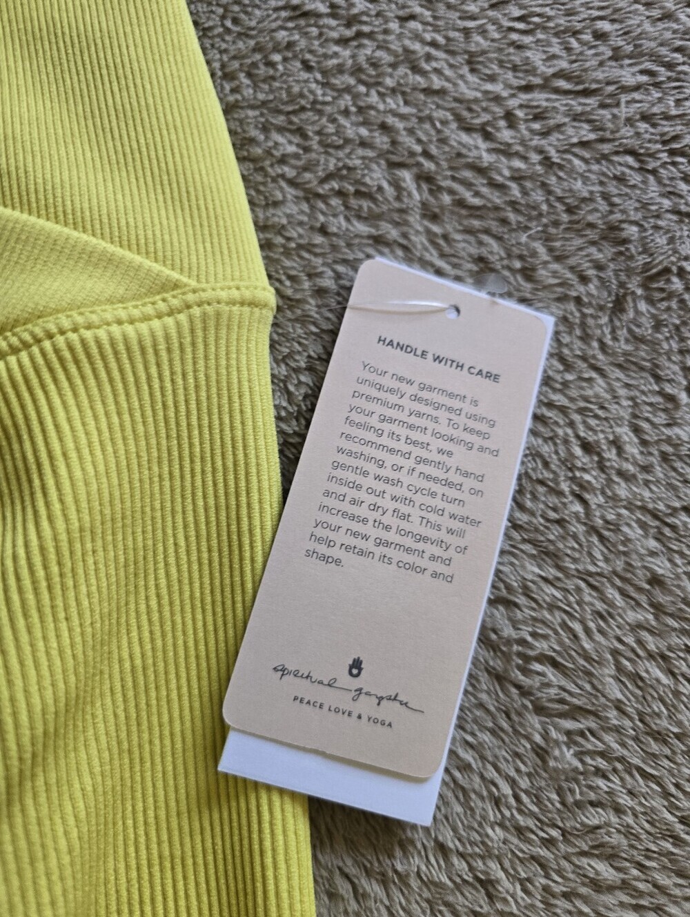 Spiritual Gangster Wrap Front Seamless Ribbed Leggings Bright Yellow Size M/L - Picture 5 of 10